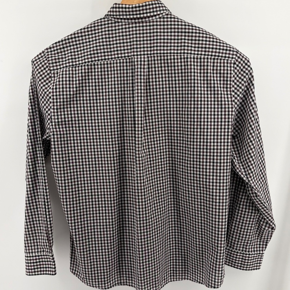 Dockers XL Button Down Shirt Mens Checkered Black/White/Burgundy Long Sleeve - Picture 6 of 8